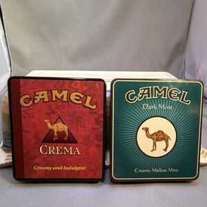 2 VTG Camel Exotic Blends Tins: Crema & Dark Mint - Made in Germany - EMPTY